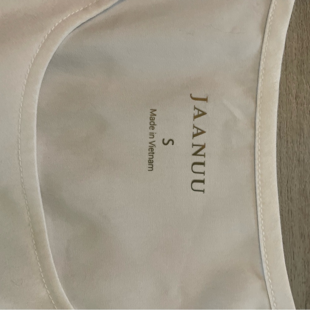 Jaanuu White Scrub Top with Slimming Pleats and Gold Side Zipper - Picture 10 of 11